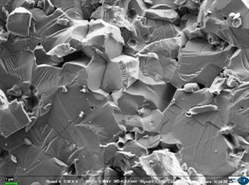 Scanning Electron Microscopy photography of sintered boron phosphide